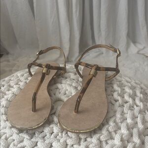 Nine West Brown and Tan Strappy Sandals